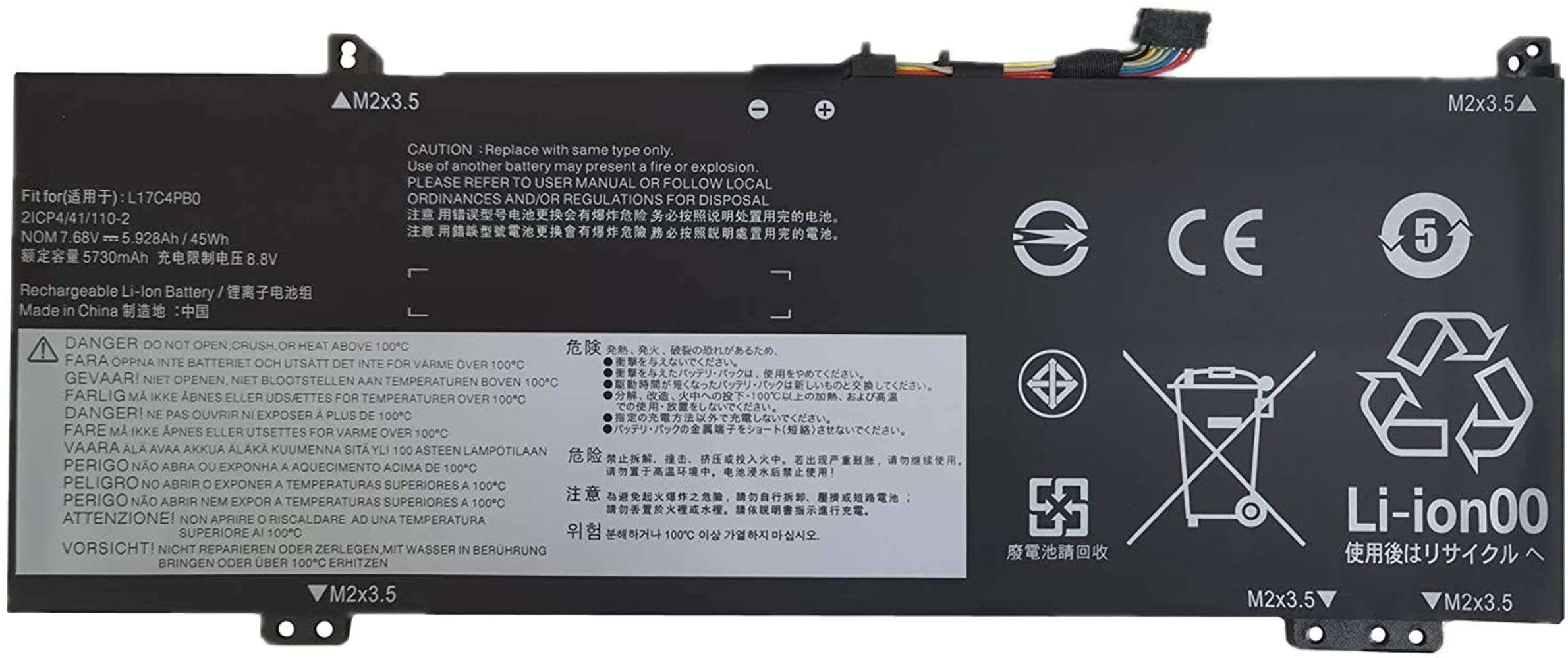 ASKC L17C4PB0 Laptop Battery for Lenovo Flex 6-14IKB 6-14ARR IdeaPad 530S-14ARR 530S-14IKB 530S-15IKB Series L17M4PB0 L17C4PB2 L17M4PB2 5B10Q16066 5B10Q16067 5B10Q22883 7.68V 45Wh