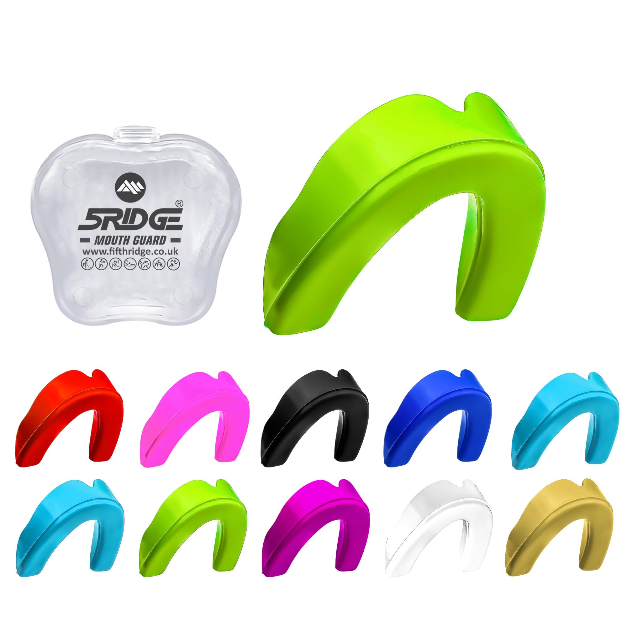 Mouthguard Slim Fit, Junior Gum Shield with Case for Kids Youth for School Combat Sports MMA, Rugby, Judo, Karate, Hockey, Soccer, MMA Boxing, Martial Arts, Basketball (Parrot Green, Junior(<11))