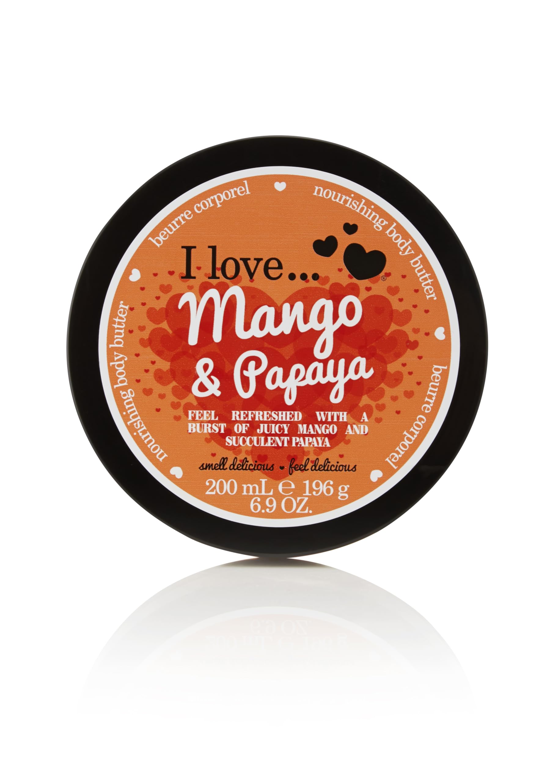 I Love Mango & Papaya Body Butter, 87% Naturally Derived Ingredients, Shea Butter & Coconut Oil for Soft, Hydrated Skin, Moisturizing & Lightly Scented, Natural Fruit Extracts, Vegan-Friendly - 200ml.