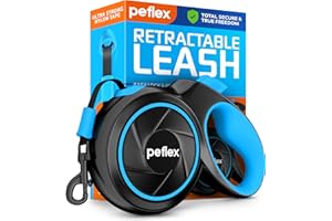 PEFLEX 2026 New - Heavy Duty Retractable Dog Leash for Small, Medium & Large Dogs up to 120 lbs – 16.4 ft Strong Nylon Tape, 360° Tangle-Free Control – One-Click Quick Lock for Smooth Walks – Ergonomic Grip