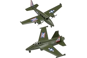 TIM MEE TOY TimMee Prop Plane & Fighter Jet - Olive Green Plastic Army Men Airplanes US Made