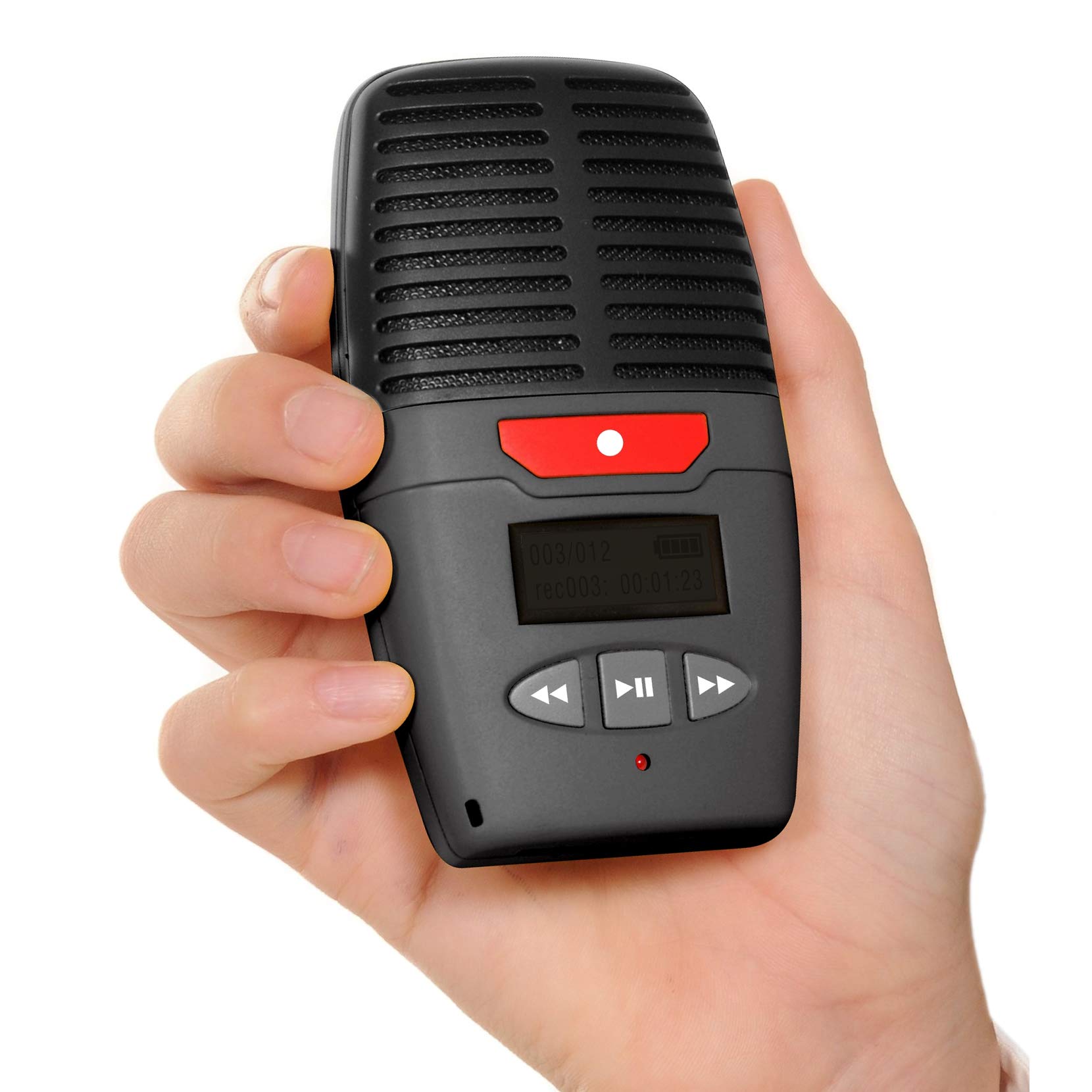 Micro-Speak Plus, Digital Voice Recorder Dictaphone, 8GB, 96 Hours Recording, Grey. Includes Audible Prompts and Voice Guidance for Low Vision Users.