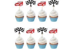 ShuanQ Race Car Cupcake Toppers - Racing Theme Birthday Party Decoration Cupcake Picks - Race Car Cupcake Decor - Kids Boys Favors Birthday Decorations Sign