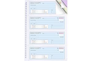 ZZRYWUTY Large Money and Rent Receipt Book with Cardboard Insert,3-Part Carbonless,7.9”x11.23” Spiral Bound,100 Sets per Book,4 Receipts per Page for Office Supplier,Rent and Cash Transaction