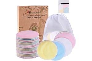 CT CAPETRONIX Reusable Makeup Remover Pads (16 Pack) with 2 Bags for Laundry & Storage, Reusable Bamboo Cotton Rounds, Eco-Friendly Reusable Cotton Pads for All Skin Types