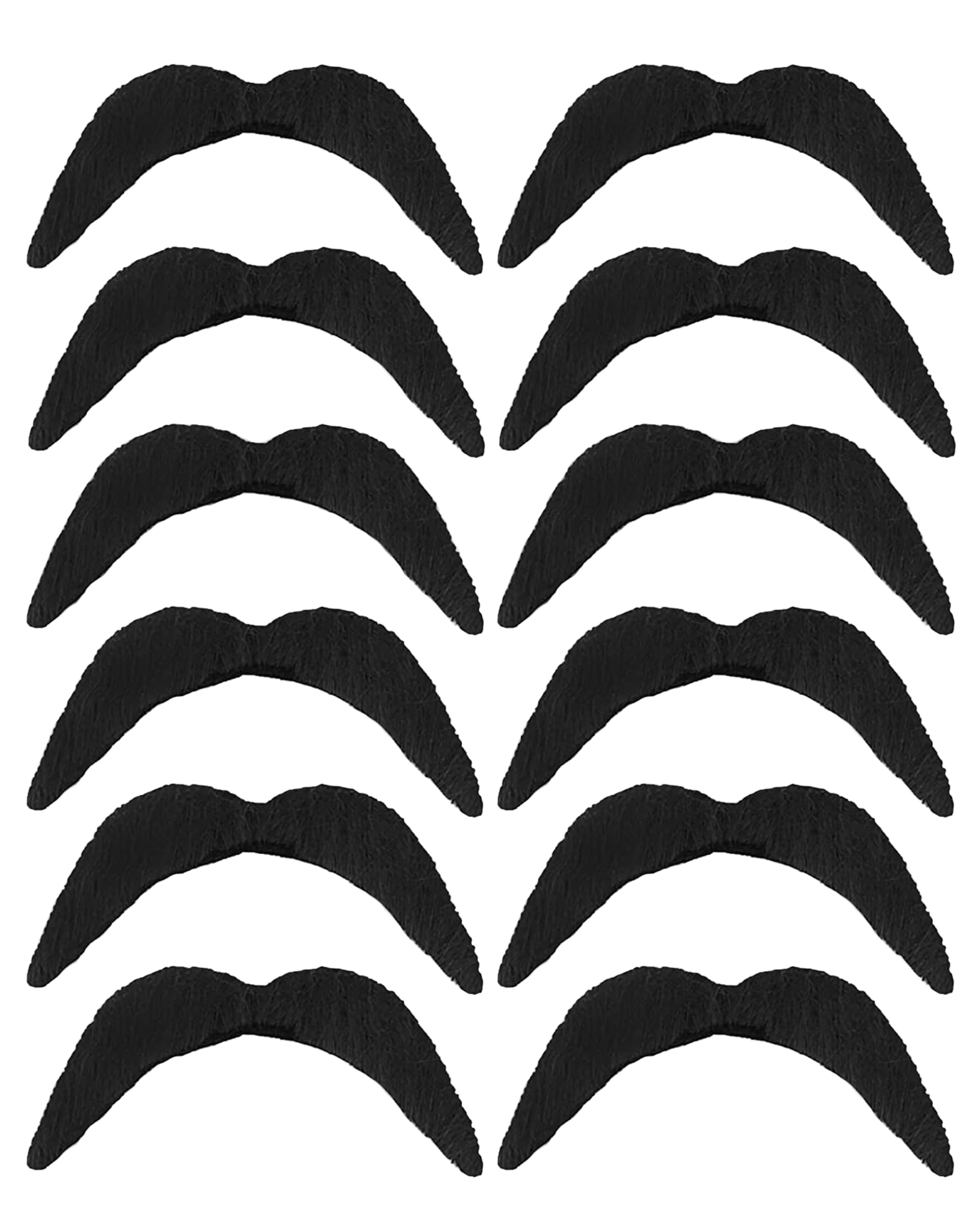 12pc Stick On Black Fake Moustache Fancy Dress Accessory - Novelty Stick-On Moustaches for Kids or Adults Mexican Costumes - Self Adhesive Black Fake Mustache for Mens Cowboy Costume Accessory
