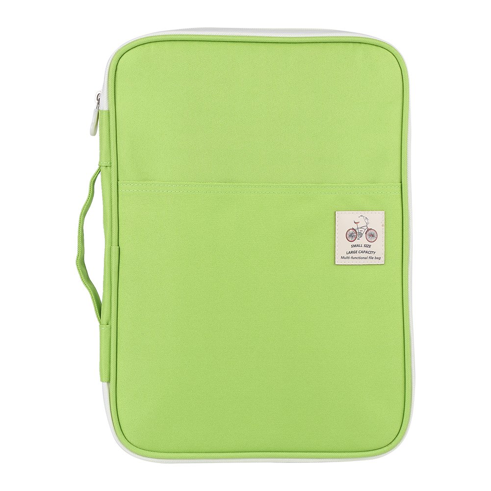 Multi-Functional A4 Document Bag Portfolio Organizer Case Zippered Oxford Waterproof Document Bag (Light Green)