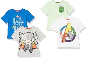 Amazon Essentials Disney | Marvel | Star Wars Boys and Toddlers' Short-Sleeve T-Shirts (Previously Spotted Zebra), Multipacks