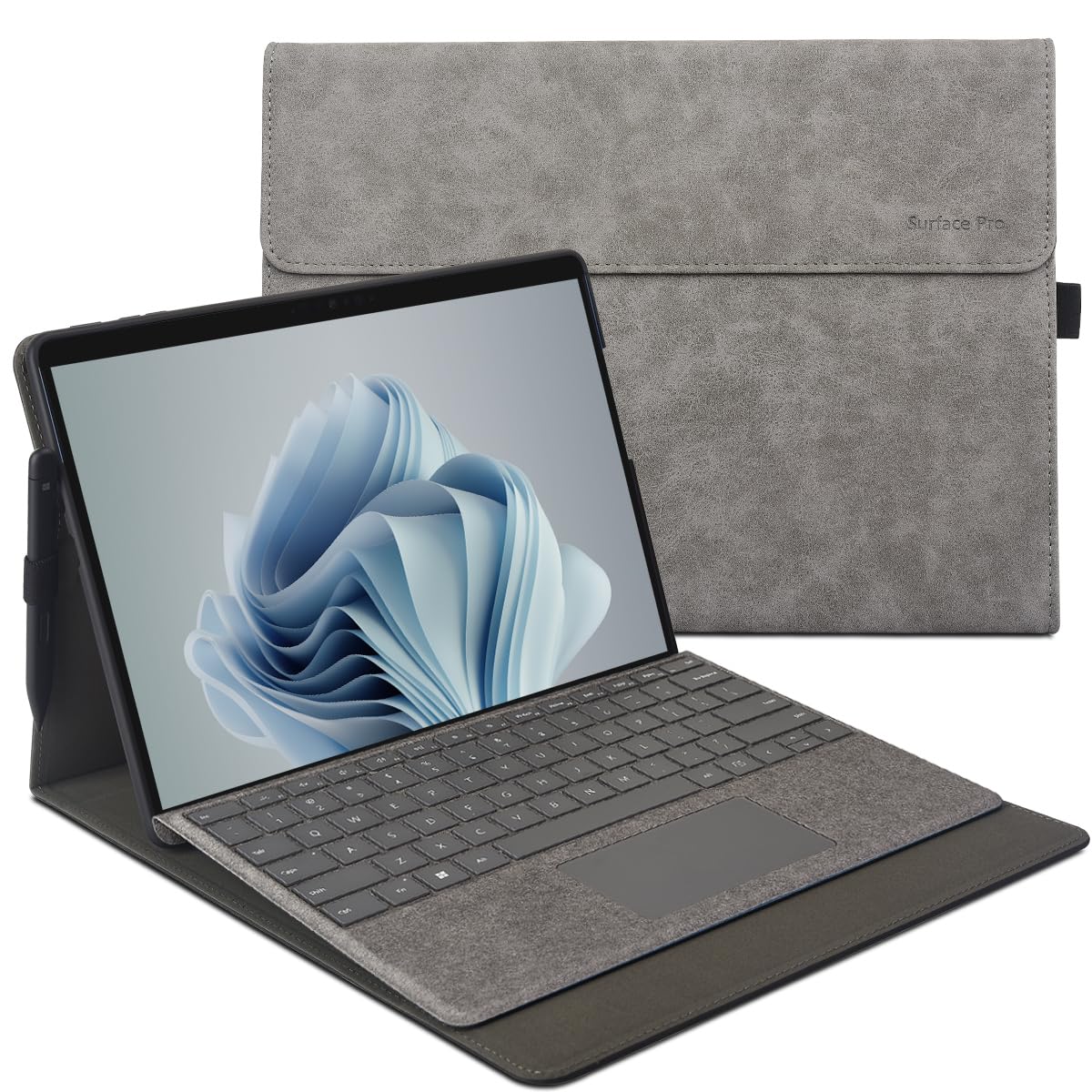 xisiciao Case for Microsoft Surface Pro 9 with TPU Soft Shell Compatible with Signature Keyboard Cover Ultral Thin & Light Heat Dissipation Design (Grey)