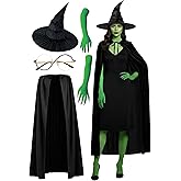 Molsfved Halloween Green Witch Costume Set for Adults Women, Perfect for Halloween, Cosplay, and Themed Parties