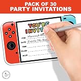 VELENTI Video Gaming Party Invitations - 30pcs with Envelopes & Stickers view 2