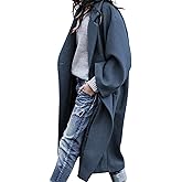 UANEO Women's Wool Blend Coat Oversized Double Breasted Long Trench Overcoat Winter