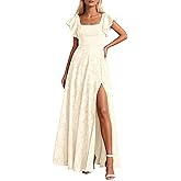 KIRUNDO Cocktail Dresses for Women Elegant Wedding Guest Summer Formal Maxi Lace Floral Slit Prom Party Bridesmaid Dress