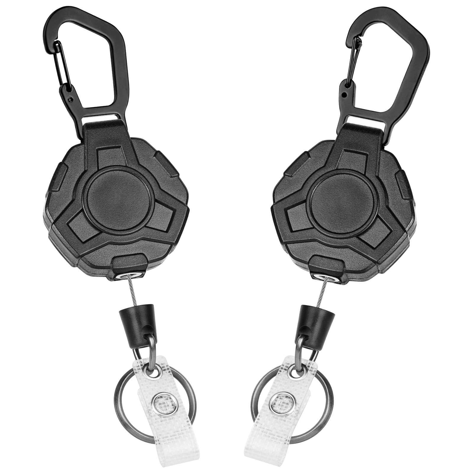 Vicloon Heavy Duty Retractable Keychain, 2pcs Retractable Badge Holder, ID Badge Reel Heavy Duty Reel Clips for Key Ring ID Card Badges Holder (Hexagonal)