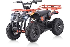 HOVER HEART Electric ATV for Kids Teens, 36V Electric 4 Wheeler for Kids, 500W Powerful Motor, Large Metal Frame,10-15mph Oparete Speed, Dual Suspension Dirt Quad Four Wheelers (Orange)