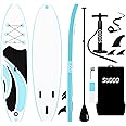 Inflatable Stand Up Paddle Board 10‘6‘‘x33‘‘- Ultra-Light SUP with Backpack, Pump, Paddle, Coil Leash, 3 Fins, Repair Kit, Stable Design, Non-Slip EVA Deck for Adults & Youth