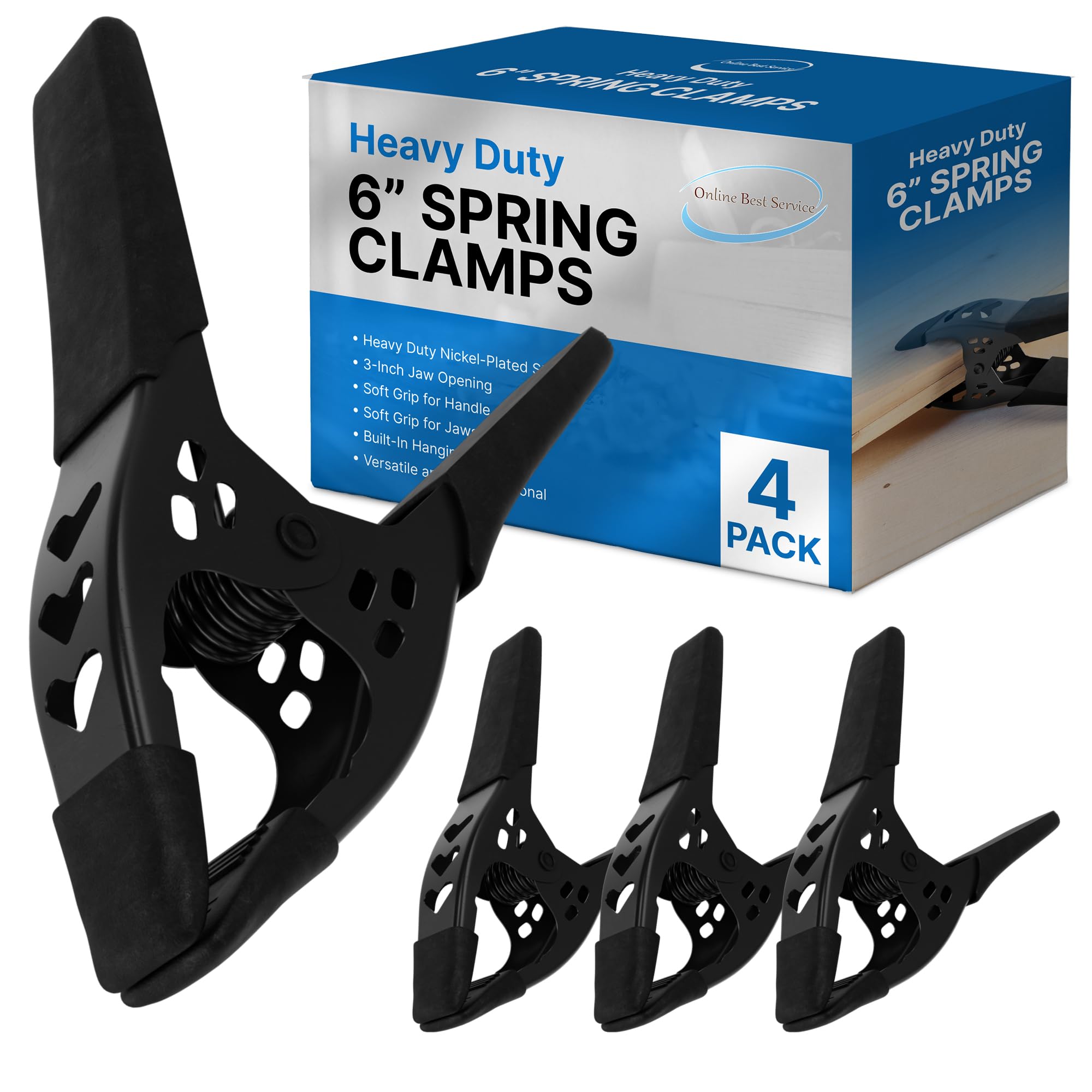 FactorDuty Lot of 4-6" inch Spring Clamp Large Super Heavy Duty Spring Metal All Black - 2.5 inch Jaw Opening โ image 1