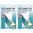 Nicorette Nicotine Gum Stop Smoking Aid, 4 mg, White Ice Mint Flavor - 100 Count (Pack of 2)