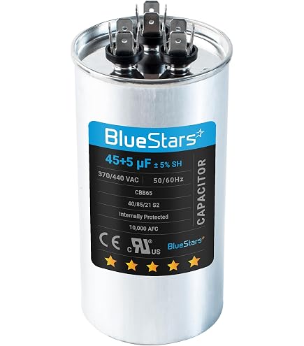 Parts4pros 45+7.5 UF MFD 370-440V AC Dual Run Capacitor (5-Pack) - CBB65-R, Motor Run, Aluminum Oil