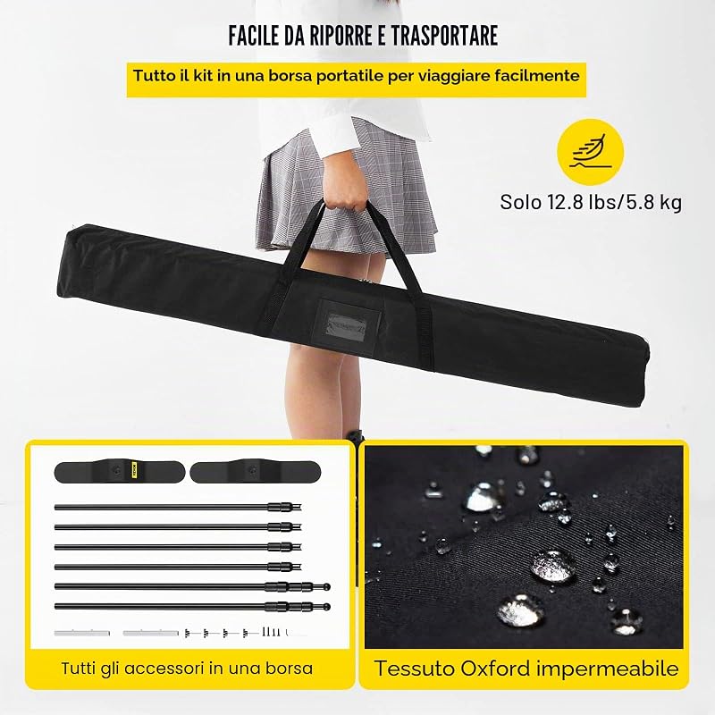 Banner Stand 2.4 x 2.4m Supporto Sfondo Studio Fotografico Kit Supporto Fondale Background Portatile Supporto Stativo Da Studio Con 4less — foto 6 di 8
