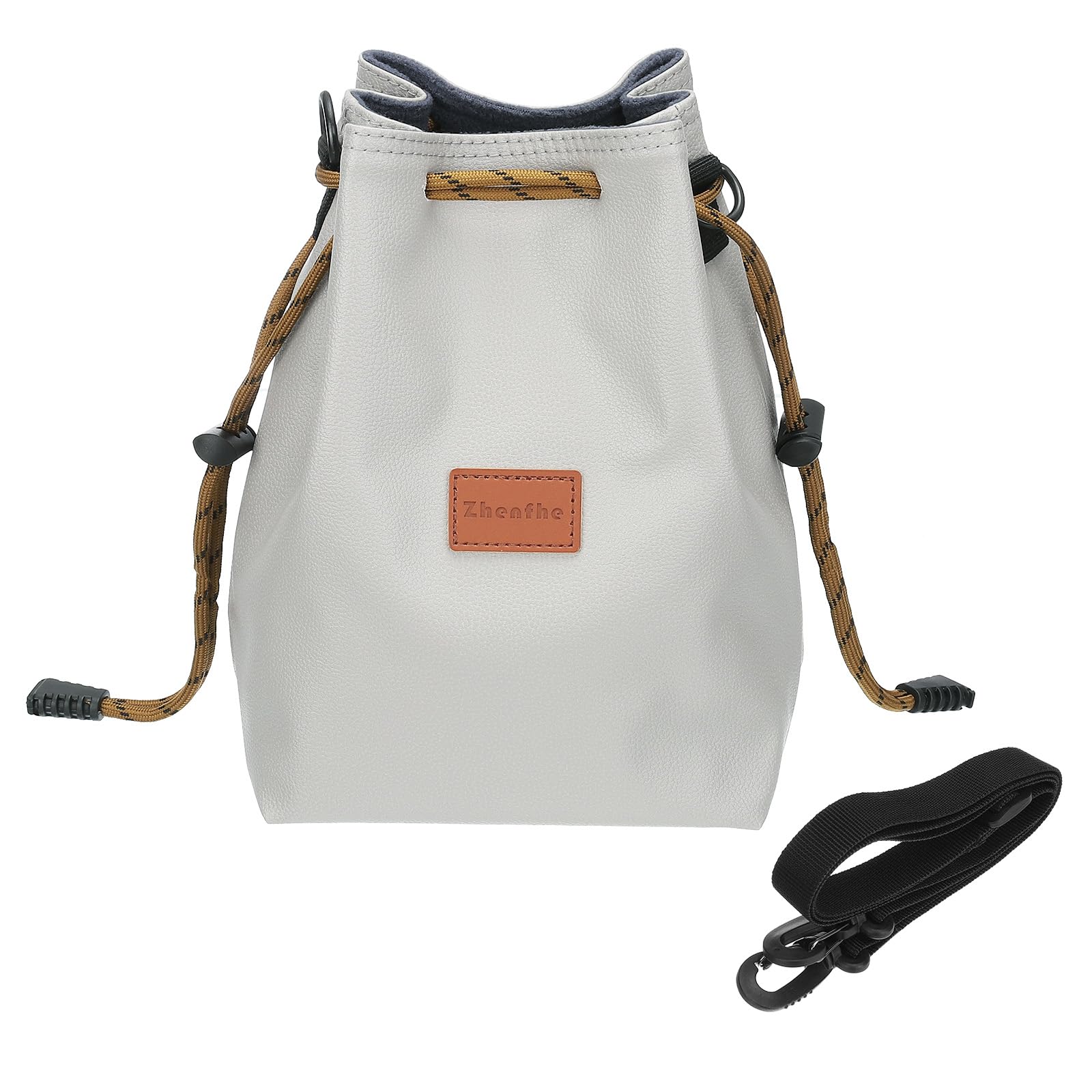 PATIKIL Soft Camera Bag,Lens Case Crossbody Drawstring Pouch Shoulder Bag for Outdoor Travel DSLR Cameras, Size S, Gray