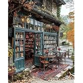 Yunruily Paint by Numbers Adults Bookshop-Paint by Numbers Kits for Adults,Paint by Numbers for Adult Canvas for Gifts Home Wall Decor(16x20inch)