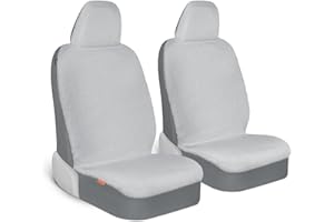 Carbella 2-Pack Sheepskin Car Seat Covers, Soft Plush Comfy Faux Fur Car Seat Covers Front Seats, Cute Automotive Seat Protectors Seat Covers For Cars, Car Accessories for Women (Gray)