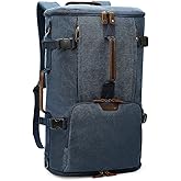 G-FAVOR 40L Travel Backpack, Vintage Canvas Rucksack Convertible Duffel Bag Carry On Backpack Fit for 17.3 Inch Laptop Bag, Blue