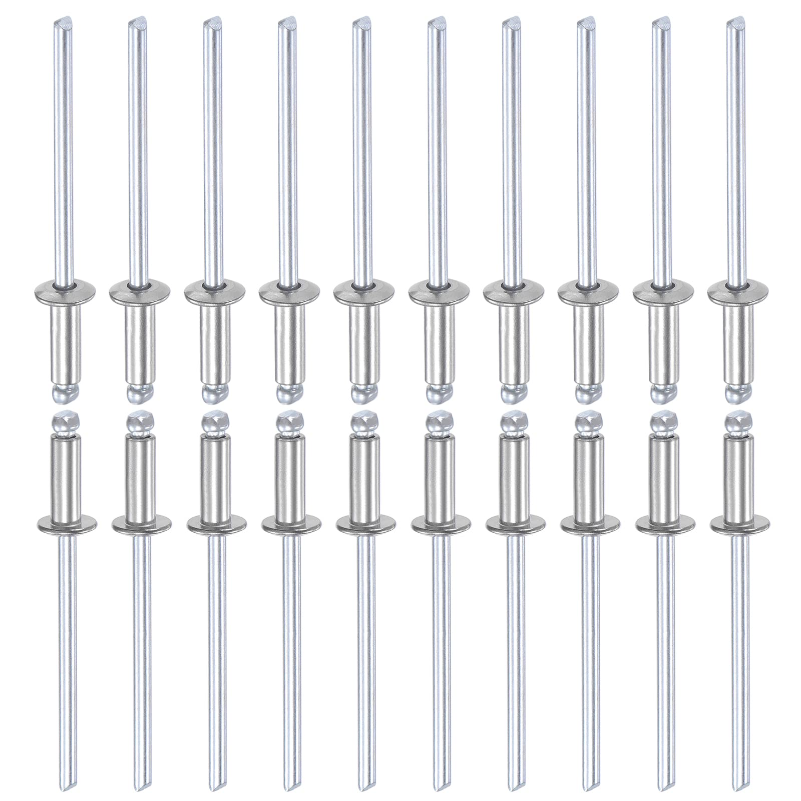 DTGN 3.2mm x 9mm (DXL) Blind Rivets - 50Pack - Good for Machinery Joining - 304 Stainless Steel Dome Open End Rivet — image 1