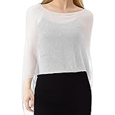 Jamntower 1 Pcs Women Sheer Poncho Shrug Summer Sheer Blouse Top Lightweight Poncho Sheer Bolero for Formal Evening Dress