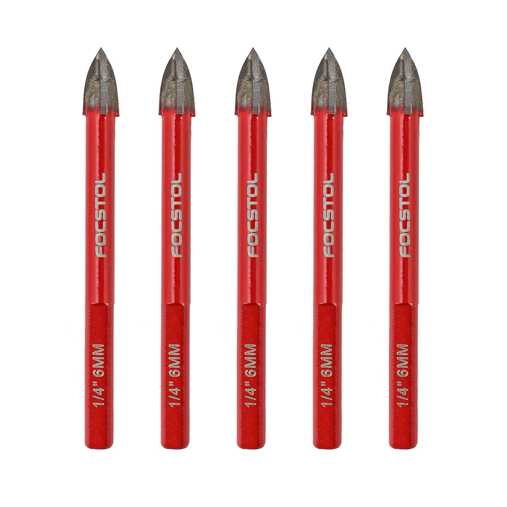 FOCSTOL Masonry Drill Bits Set - 5pcs 6mm Carbide Drill Bits Set with Triangle Shank for Wood Plastic Foam Tiles Softer Materials