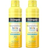 Neutrogena Beach Defense Kids Sunscreen Spray SPF 70, Water-Resistant Spray Sunscreen, Broad Spectrum Protection, Oxybenzone-Free & Fast-Drying, Beach Vacation Essential, 6.5 oz, Pack of 2