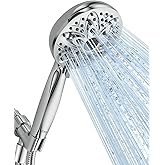6-Setting Shower Head with Handheld, JDO High Pressure Hand held Shower Head, 4.7 Inch Chrome Detachable Showerhead Set with 