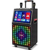 GEARDON Karaoke Machine with Lyrics Display Screen for Adults, 15 Inches Tablet, Bluetooth Speaker w/ 2 Rechargeable UHF Mics, 1000W Peak Power, DJ Lights, Portable Karaoke System for Any Occasion