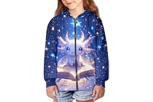 WELLFLYHOM Zip Up Kids Sweatshirts Graphic Girls 6-16 Long Sleeve Hoodies Kangaroo Pocket Athletic Kids Sweater Top