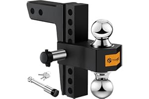 TOPBEE Aluminum Adjustable Trailer Hitch Fits 2-inch Receiver, 6-inch Drop, Solid Tube Hitch -12,500 LBS, 2 and 2-5/16 inch Balls