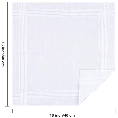 DHOOZ 20 Pcs Cotton Handkerchiefs, White Men's Handkerchiefs - Main Image