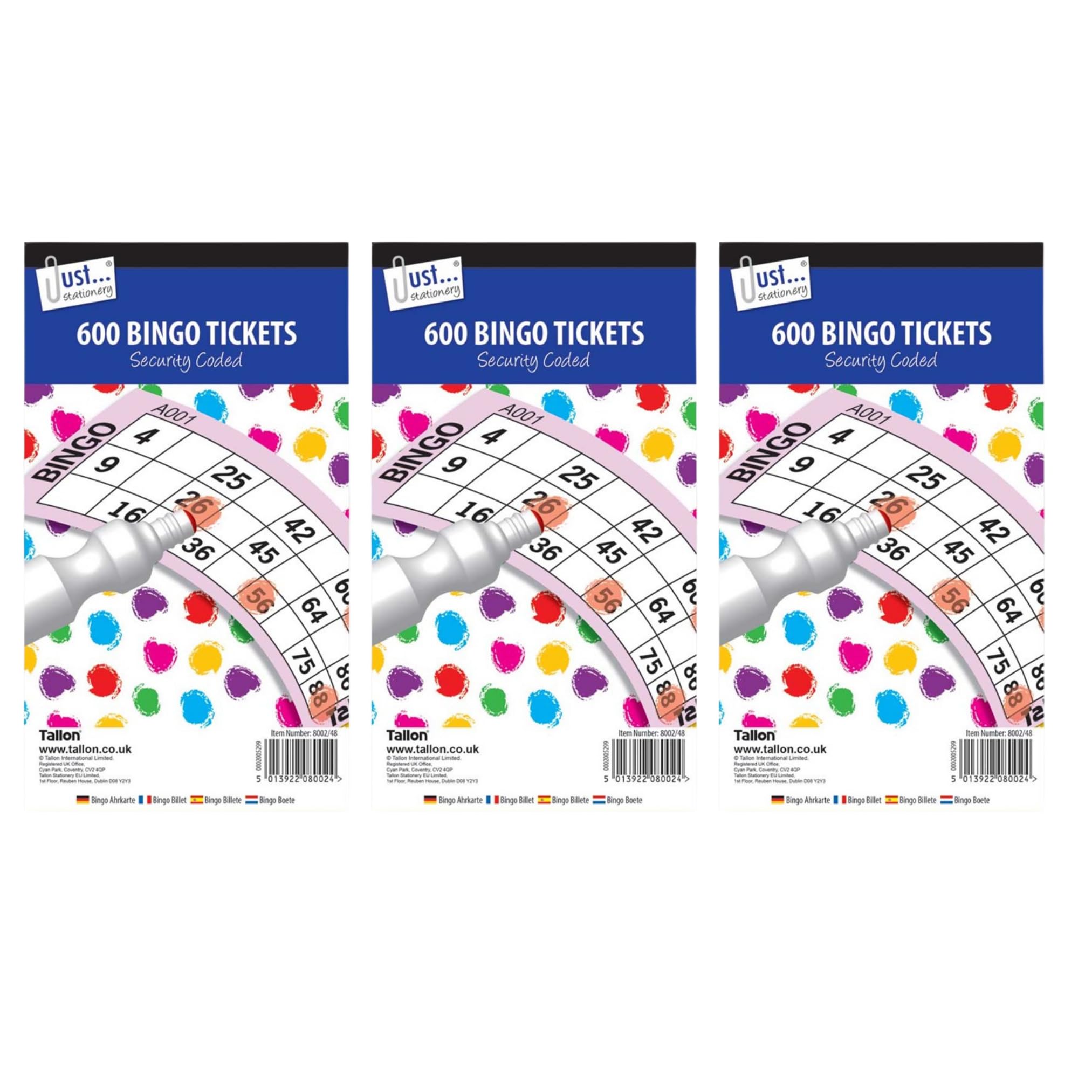 Great British Home Bingo Tickets Bundle - 3 Packs of Bingo Books with 600 Tickets Each for a Total of 1800 Bingo Tickets for Bingo Game Nights bundled