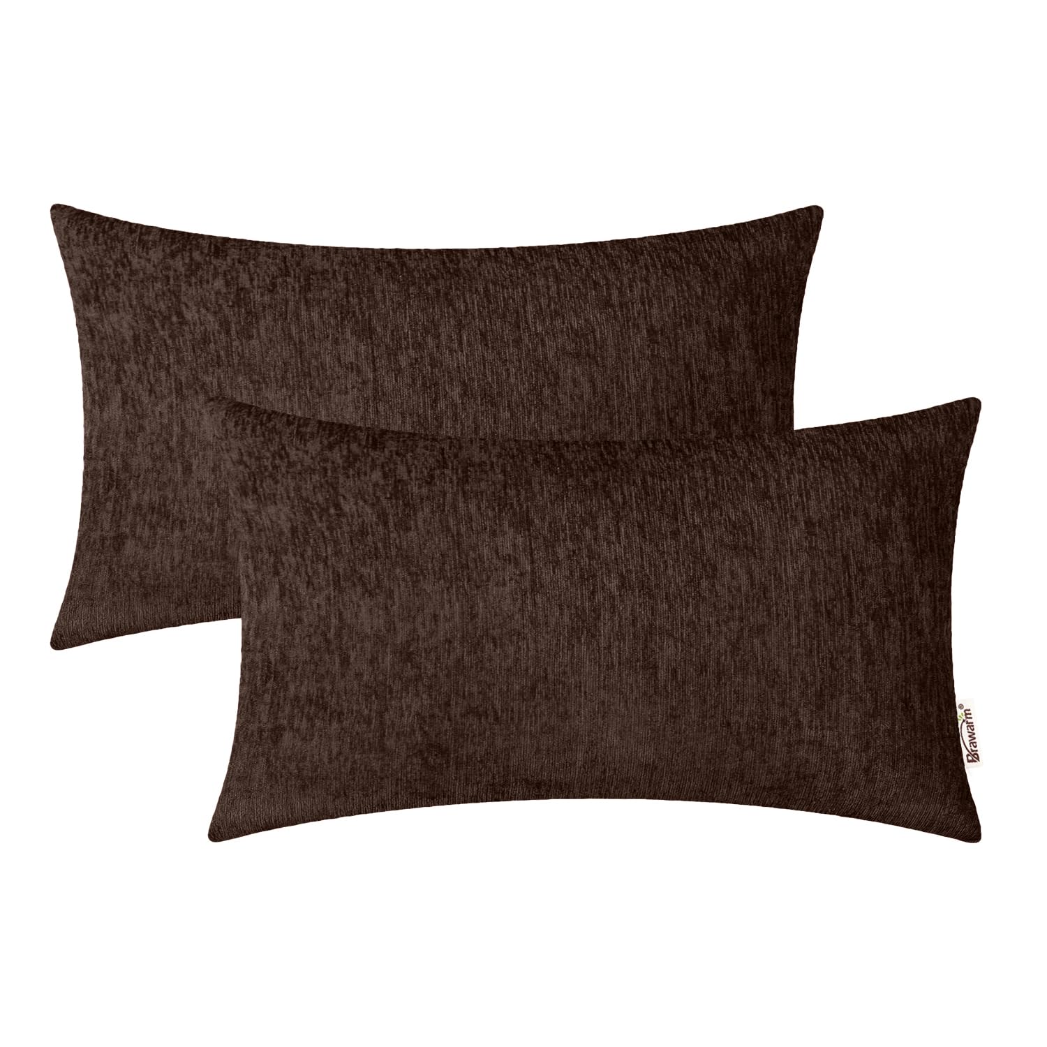 Photo 1 of BRAWARM Throw Pillow Covers 12x20 Inches - Coffee Chenille Lumbar Pillow Covers Pack of 2, Solid Dyed Soft Chenille Pillow Cases for Couch Sofa Bed Home Decoration