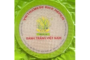 AQPRO Rice Paper Wrappers Banh Trang for Fresh Vietnamese Spring-rolls, Egg-rolls, Lumpia, Samosa, Dumpling, Sushi, Crepe; Vegan, Keto, Non-GMO, Low Carb, Gluten-Free, 22cm Round 1 Pack 12 oz