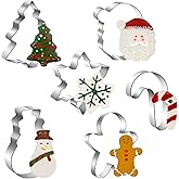 Large Christmas Cookie Cutters Set, 6 Pcs Large Holiday Cookie Cutters Shapes - Christmas Tree, Snowman, Gingerbread Man, Sno