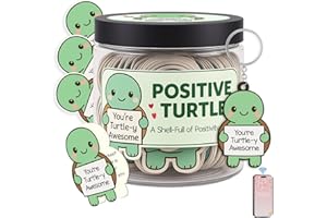 Musemory 60 Positive Turtle Cards Jar, Affirmation Cards For Women, Emotional Support Turtle, Sea Turtle Gifts, Positive Affirmation Cards, Emotional Support Jar for Women, Teen Girls & Teachers