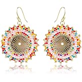 Colorful Bead Earrings For Women Summer Beach Handmade Bead Earrings Bohemia Hoop Dangle Earring For women