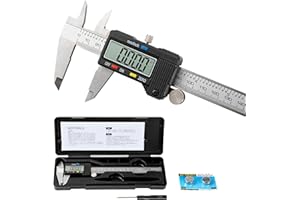 SCITOOLS Digital Caliper 0-8" Measuring Tool with Metal Ruler, Micrometer Caliper with Auto-Off Feature, Interchangeable Between inches and millimeters for DIY/Household and 3D Printing, Black