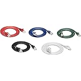 Amazon Basics Snagless RJ45 Cat-6 Ethernet Patch Internet Cable - 3-Foot, Black/Red/Blue/White/Green, 5-Pack