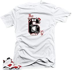Jordan Retro 6 Carmine Match Tees - The 6's White