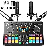 Podcast Equipment Bundle for 2, Audio Interface with Condenser Microphone, Voice Change, DJ Mixer for Streaming, Podcast Recording COMMANDER M100 3rd