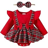 Baby Girl Clothes Christmas Outfit Fall Winter Romper Skirt Long Sleeve Ruffle Bodysuit Bow Headband 0-18 Months