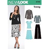 New Look N6735 Women's Separates Sewing Pattern, Cardigan, Tops, Skirt &amp; Pants, Sizes 10-22