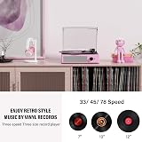 Cotsoco Vinyl Record Player 3 Speed Belt-Driven with Bluetooth Speakers Pale view 4